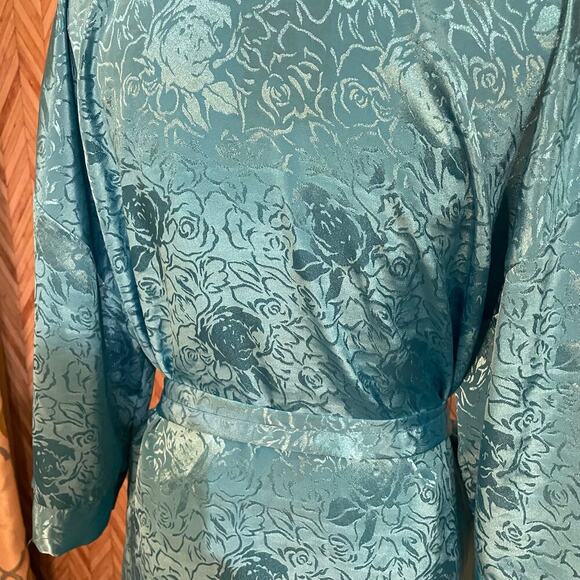 Vintage Ashley Amos Long Sleeve Blue Satin Feel Robe Women’s M - Picture 6 of 10